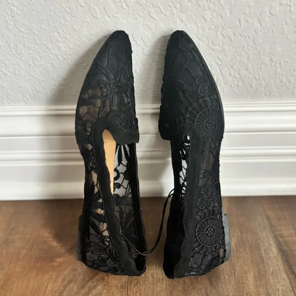 Seychelles Black Floral Lace Almond Toe Slip On Ballet Flats Size 7.5 NEW - Picture 6 of 8
